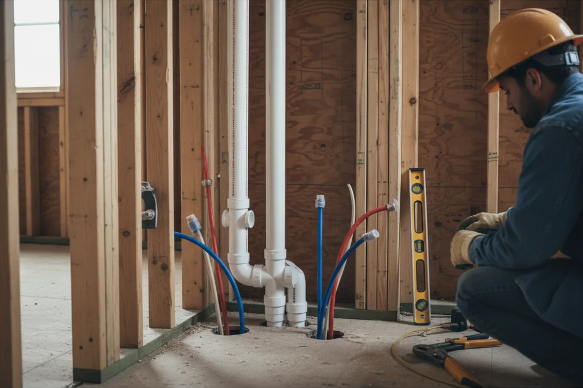 Drain and supply rough-in during Drain Cleaning in Middleville