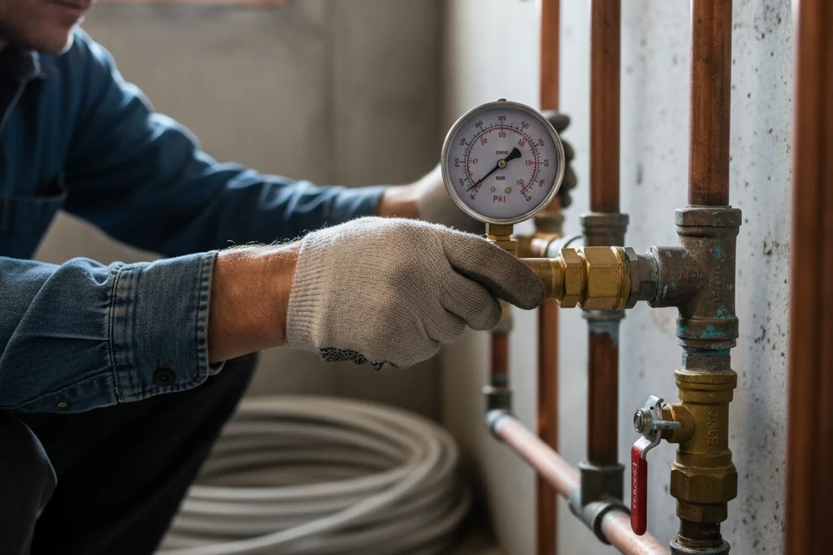 Pressure testing a repaired line during Water Line Repair in Middleville